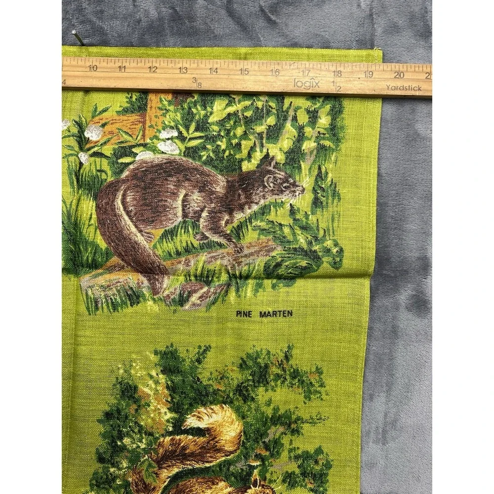 Vintage Ulster Weavers Irish Tea Towel All Linen Wildlife Scene Mint Condition